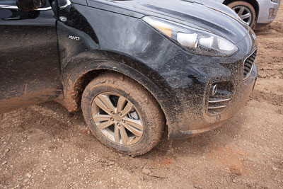 Our poor rental car the morning after driving to the trailhead.
