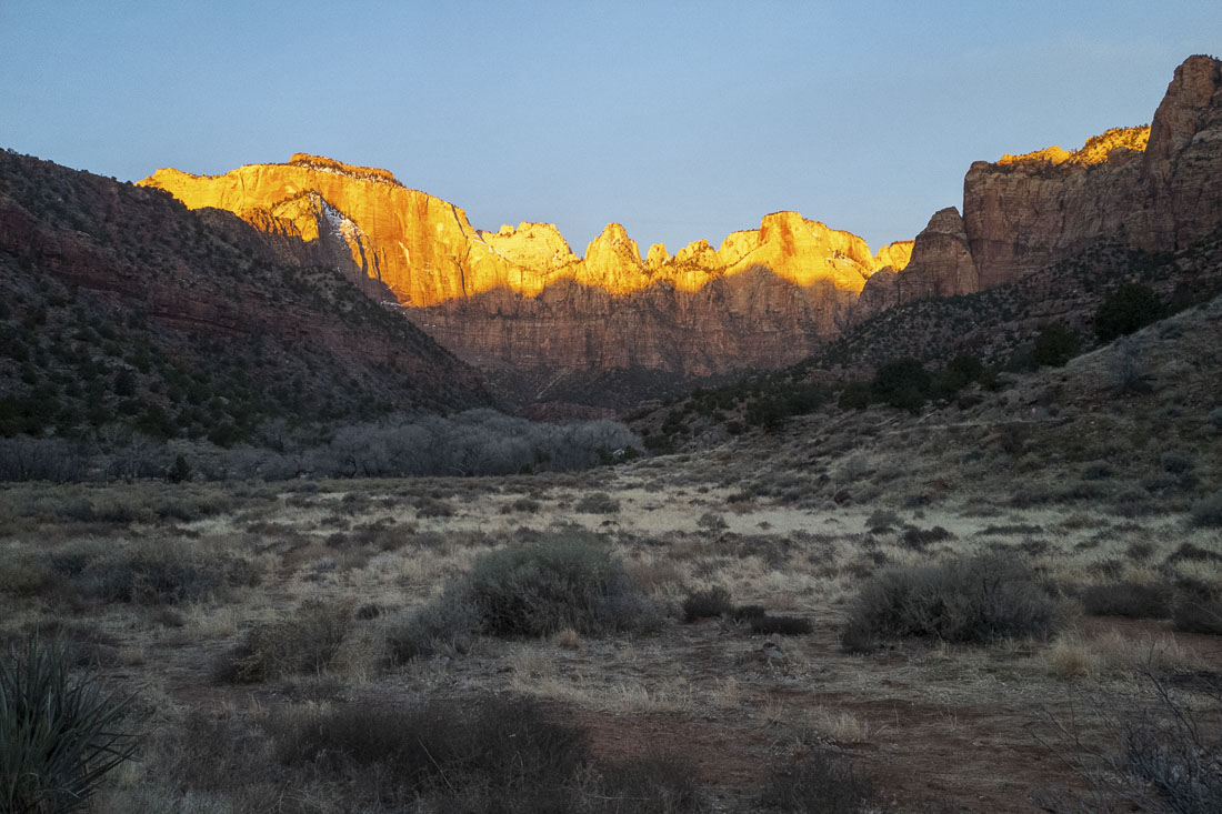Sunrise at the Towers of the Virgin.